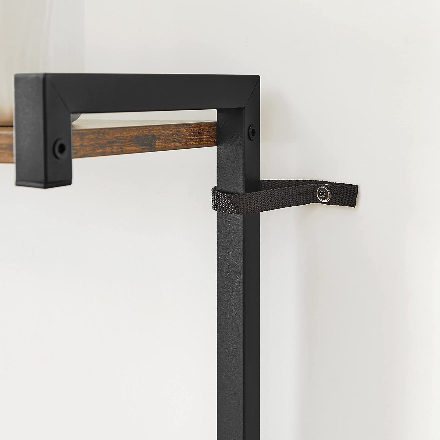 Nancy's Franktown Keukenrek - Werkruimte - Opbergrek - Industrieel - 3 Schappen - 6 Haken - Bruin - Zwart - 60 x 40 x 127 cm