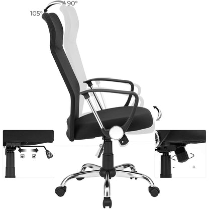 Nancy's Cheminis Office chair - Swivel chair - Ergonomic - Executive chair - Height adjustable - Upholstered - Black - 63 x 63 x (110-120) cm 