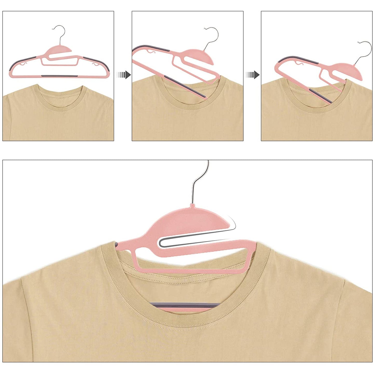 Nancy's Fog Lake Kledinghangers - 20 Stuks - Premium - Anti-Slip - Draaibare Haak - Roze - Grijs - ‎41.5 x 21.5 x 0.5 cm
