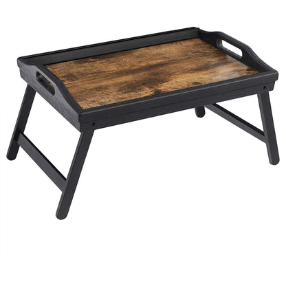 Nancy's Stonecrest Bedblad - Ontbijtblad - Dienblad - Laptopstandaard - Inklapbare Poten - Mobiel Houder - Bamboe - Vintage - Bruin - Zwart - 45 x 30 x 26 cm