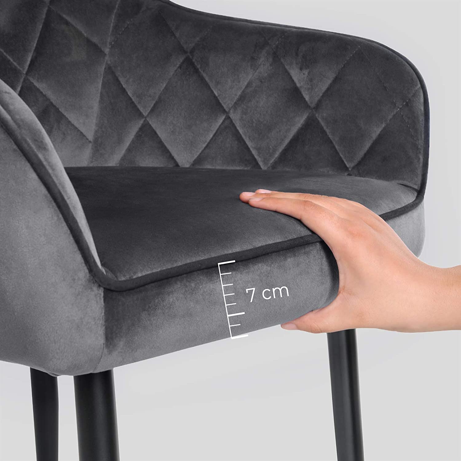 Nancy's Can Island Eetkamerstoelen - Set Van 2 - Keukenstoelen - Gestoffeerd - Grijs - Fluweel / Staal