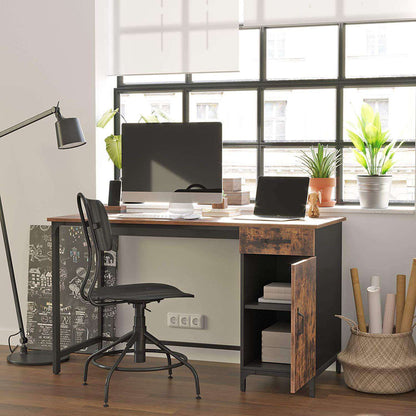 Nancy's Vintage Desk - Bureau d'ordinateur avec tiroir et placard - Bureau - Salon - Industriel - Bureaux - 130 x 55 x 75 cm