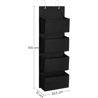 Nancy's Maricopa Organizer - Hangende Organizer - 4 Vakken - Opslag - Deur - Zwart - 33.5 x 12 x 100 cm