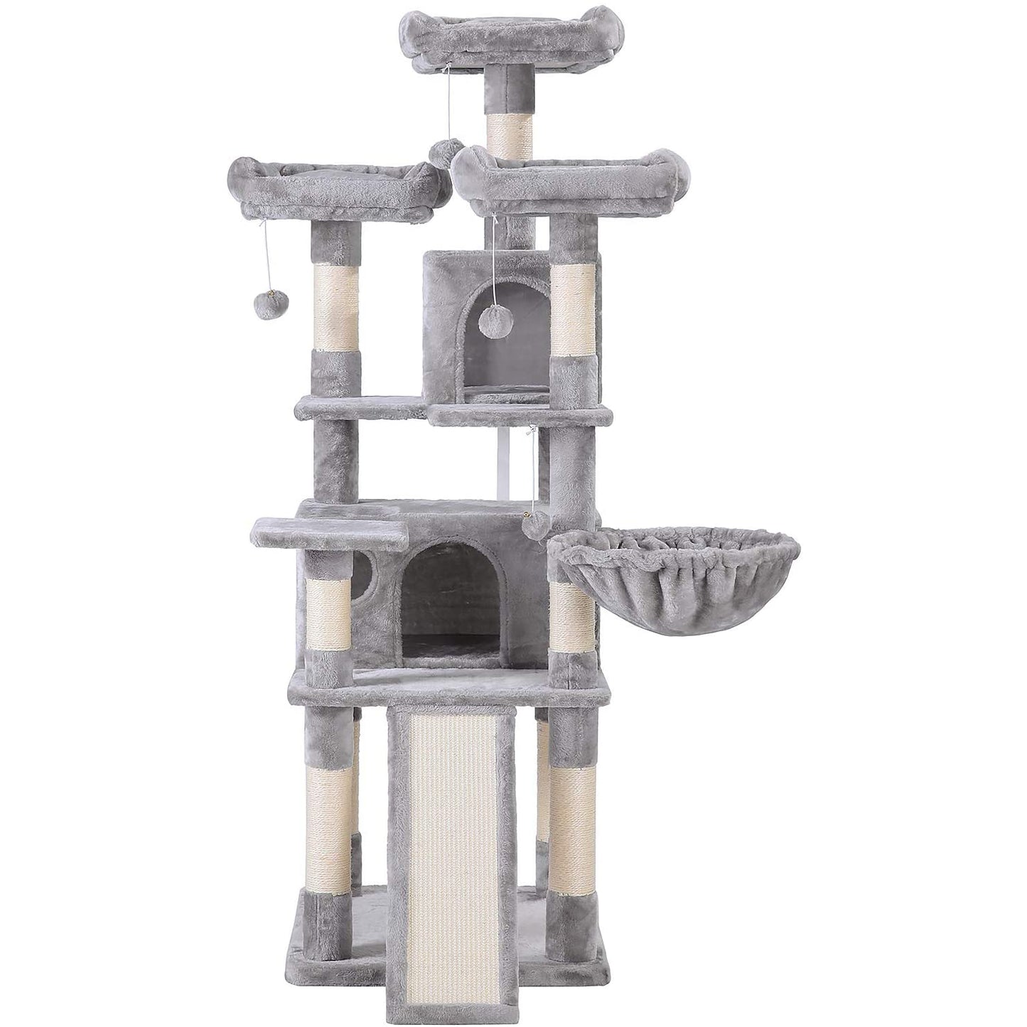 Nancy's XL Krabpaal voor katten - Kattenboom - 3 platforms - Grijs - 55 x 55 x 172 cm