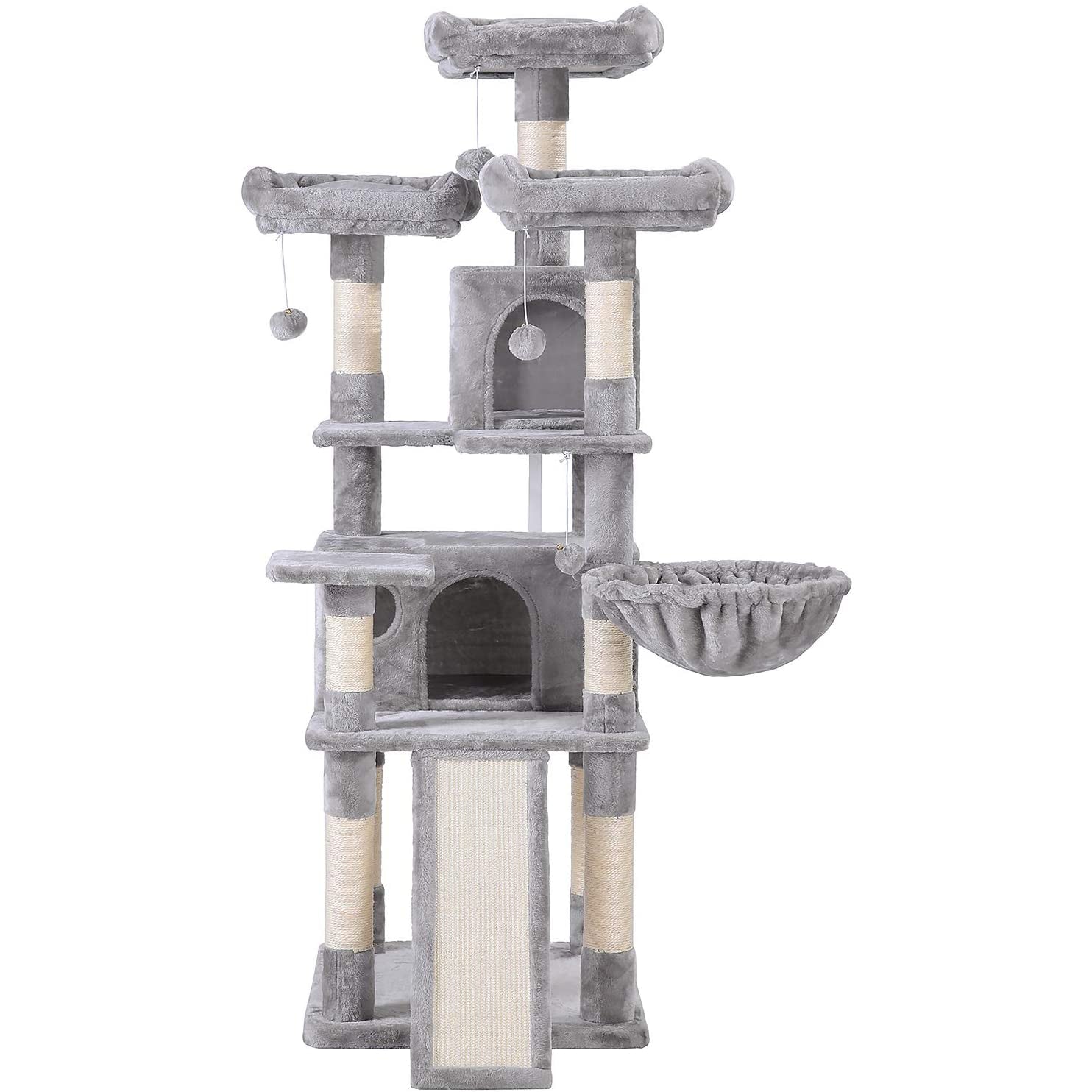 Nancy's XL Krabpaal voor katten - Kattenboom - 3 platforms - Grijs - 55 x 55 x 172 cm