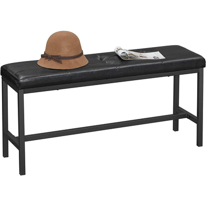 Nancy's Powell Eetkamerbank - Gestoffeerde Bank - Keukenbank - PU-Afdekking - Stalen Frame - Bruin - Zwart - 108 x 32,5 x 48 cm
