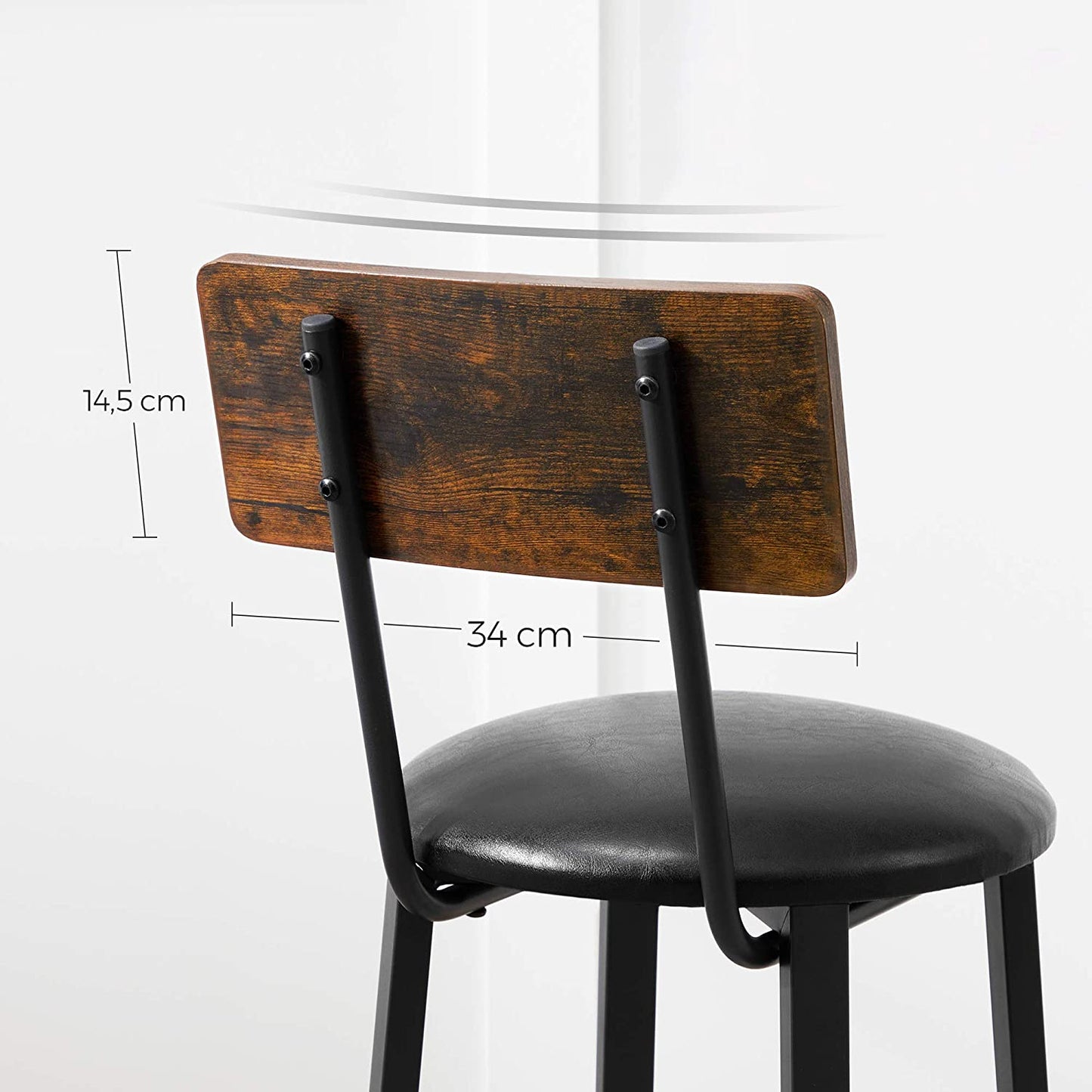 Tabourets de bar Gordon de Nancy 2 pièces - Chaises de bar avec repose-pieds - Tabouret de bar industriel - Industriel - Stable - 37 x 46,5 x 99 cm (L x L x H) 