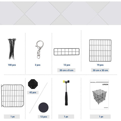Nancy's Pet Cage - Animal Run - Mesh Cage - Petits animaux - Rabbit Clapier - Enclos extérieur - Enclos intérieur - Noir -