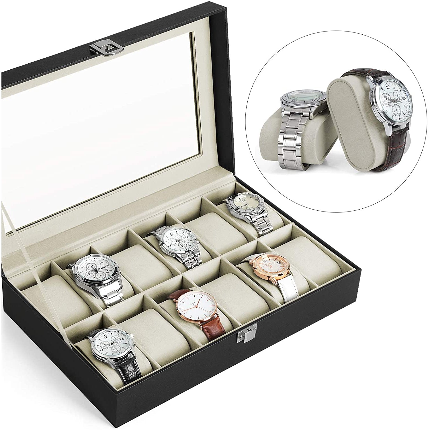 Nancy's Horlogedoos - Horlogekoffer - Opbergbox voor 12 Horloges - Leer