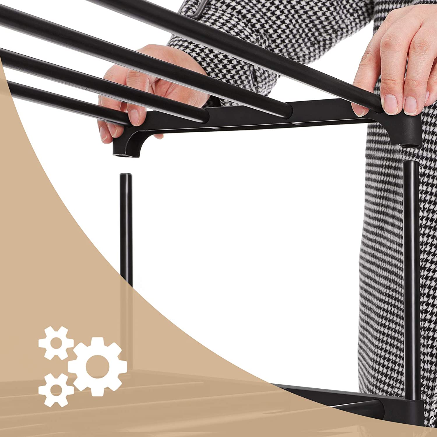 Nancy's Plano Schoenenrekken - Set Van 2 - Schoenen Organizer - 24-30 Paar Schoenen - Stapelbaar - Zwart - Staal - ± 90 x 30 x 50 cm