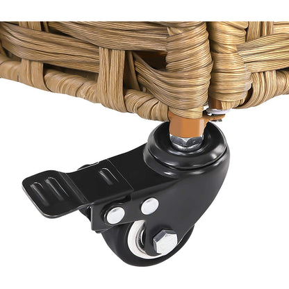 Nancy's Handgeweven 143L Wasmand - 3 compartimenten - Opbergmand - Verwijderbare voeringzakken - Naturel/Wit/Grijs - 66 x 35 x 60,5 cm