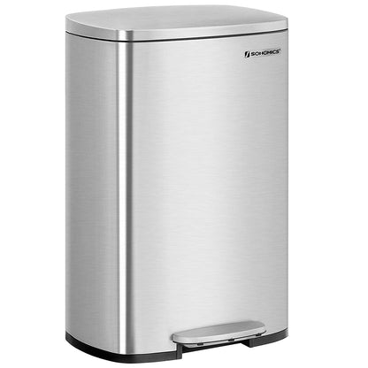 Nancy's Greenland Trash Can - Pedal bin - 50L - Steel - Inner bin - Airtight - Waterproof - Silver - 42.4 x 32 x 65 cm 