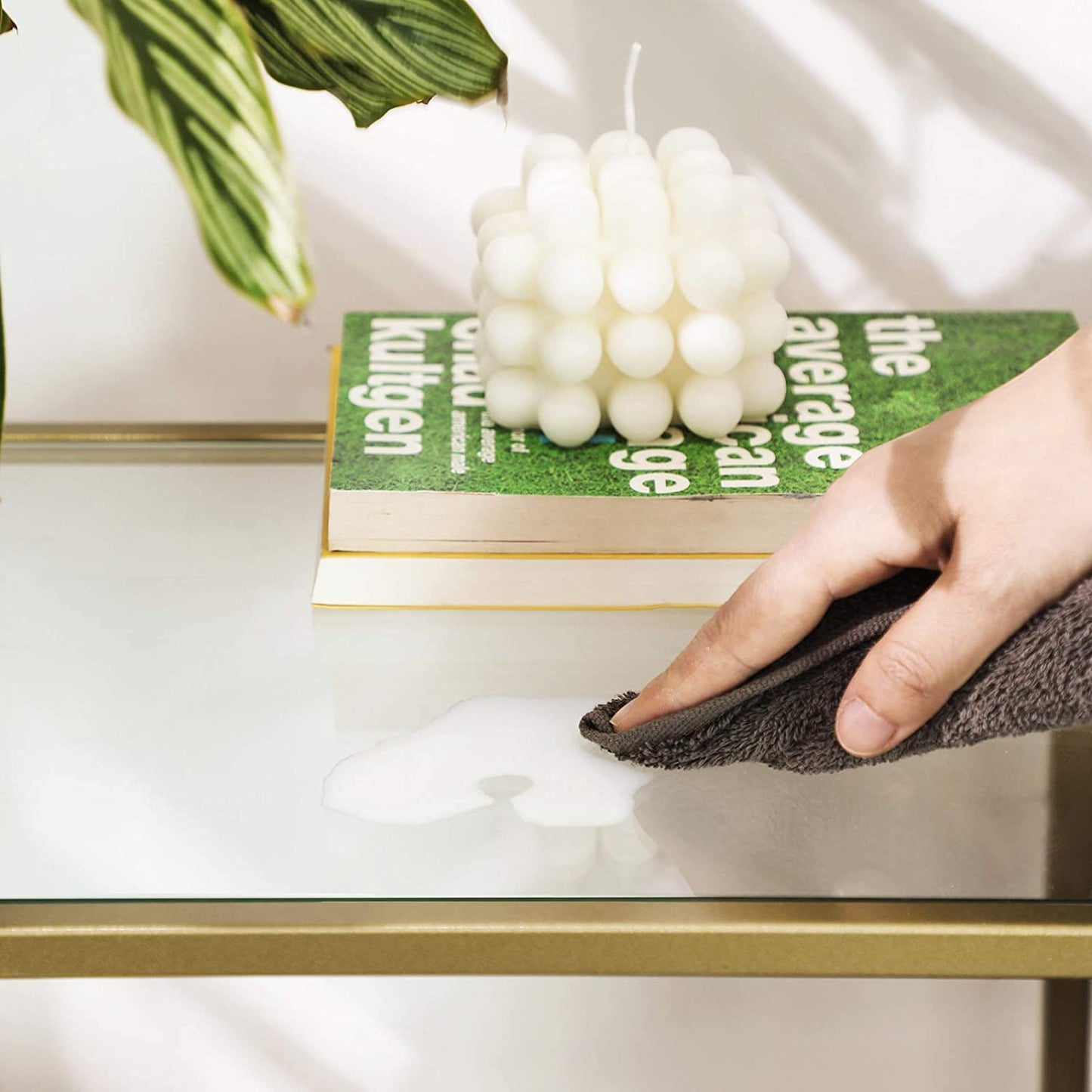 Nancy's Goldfield Console Tafel - Bijzettafel - 2 Niveaus - Gehard Glas - Metalen Frame - Verstelbare Poten - Goud - 100 x 35 x 80 cm