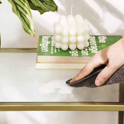 Nancy's Goldfield Console Tafel - Bijzettafel - 2 Niveaus - Gehard Glas - Metalen Frame - Verstelbare Poten - Goud - 100 x 35 x 80 cm