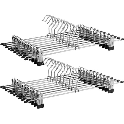 Nancy's Kledinghangers - 20 x metalen broekhanger - Kledinghanger - Kleerhanger extra breed - Antislip - 40 x 10,5 cm - Verchroomd