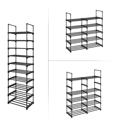 Nancy's Elkhart Schoenenrek - Schoenenkast - Opbergrek - 10 Niveaus - Zwart - Staal - ± 45 x 30