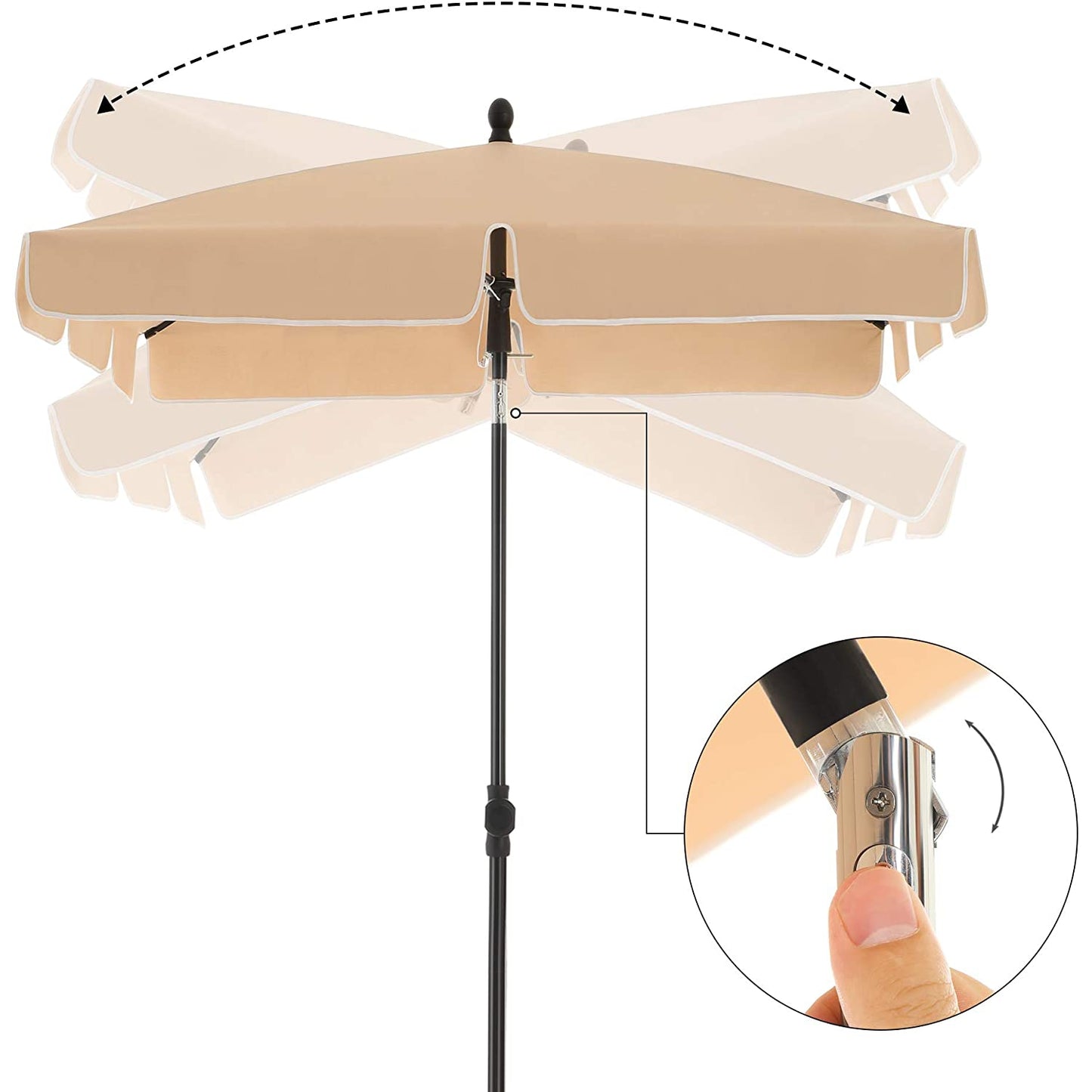 Nancy's Buck Point Parasol - Rechthoekig - Tuinparasol - Draagtas - Statief - Taupe - 200x 125 cm