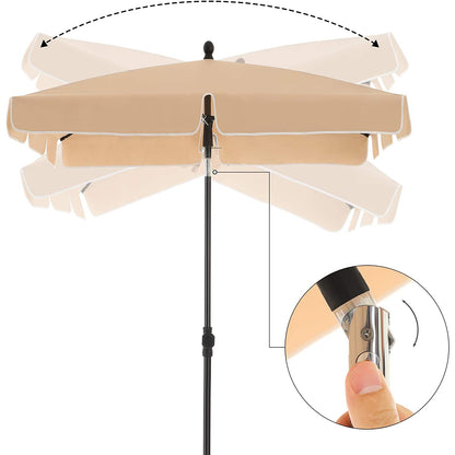 Nancy's Buck Point Parasol - Rechthoekig - Tuinparasol - Draagtas - Statief - Taupe - 200x 125 cm