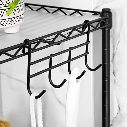 Nancy's Granby Bathroom rack - Storage rack - Shelving unit - 4/5 Levels - Steel - Black - Hooks - 30 x 30 x 123.5 cm 