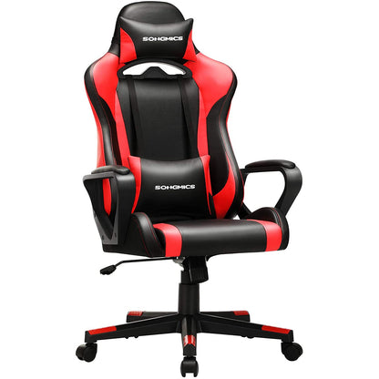 Nancy's Butcher Gaming chair - Chaise de bureau - Chaise pivotante - Coussin lombaire - Ergonomique - Hauteur réglable - Rouge - Noir - Simili cuir - 71 x 63 x (120-130)