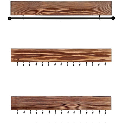 Nancy's Foxtrap Sieradendisplay - Sieradenhouder - Wandmontage - Set Van 3 - 30 Haken - Oorbellen - Kettingen - Bruin - 40 x 1,3 x 7 cm