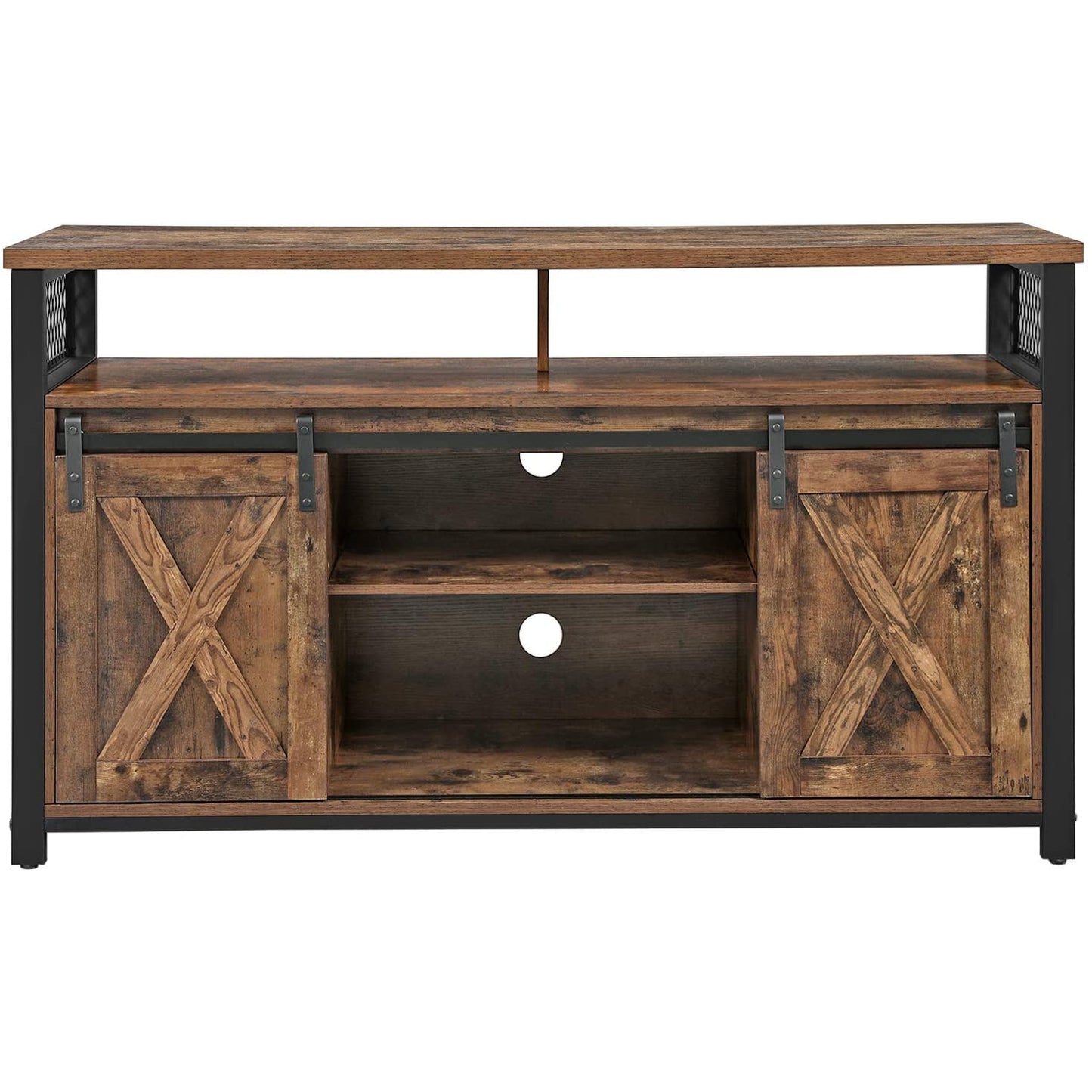 Nancy's Starkville TV Meubel - TV Kast - Vintage Bruin / Zwart - Spaanplaat / Staal - ± 135 x 40 x 75 cm