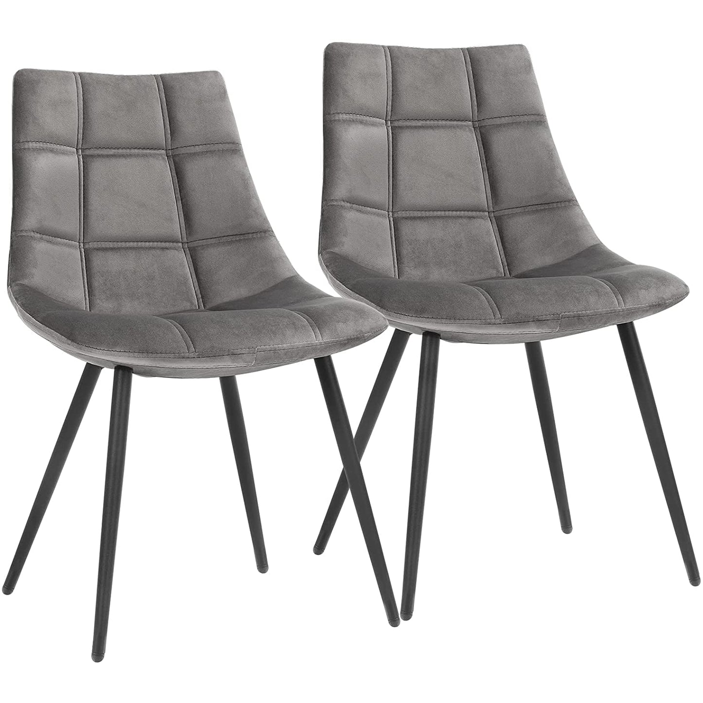 Nancy's Georgian Eetkamerstoelen - Set Van 2 - Keukenstoelen - Grijs - Fluweel