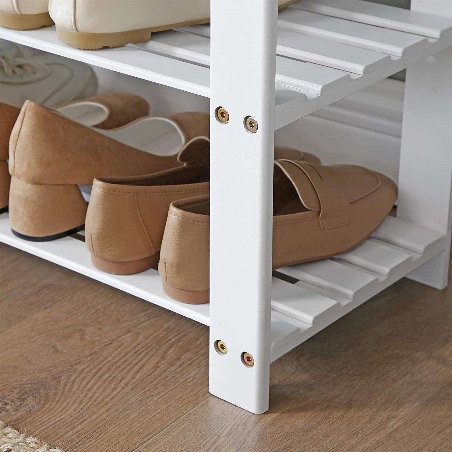 Nancy's Greenhill Schoenenbank - Schoenenrek - Bamboe - 2 Planken - Zitje - Grijs - Natuurlijk - 71 x 29 x 49 cm