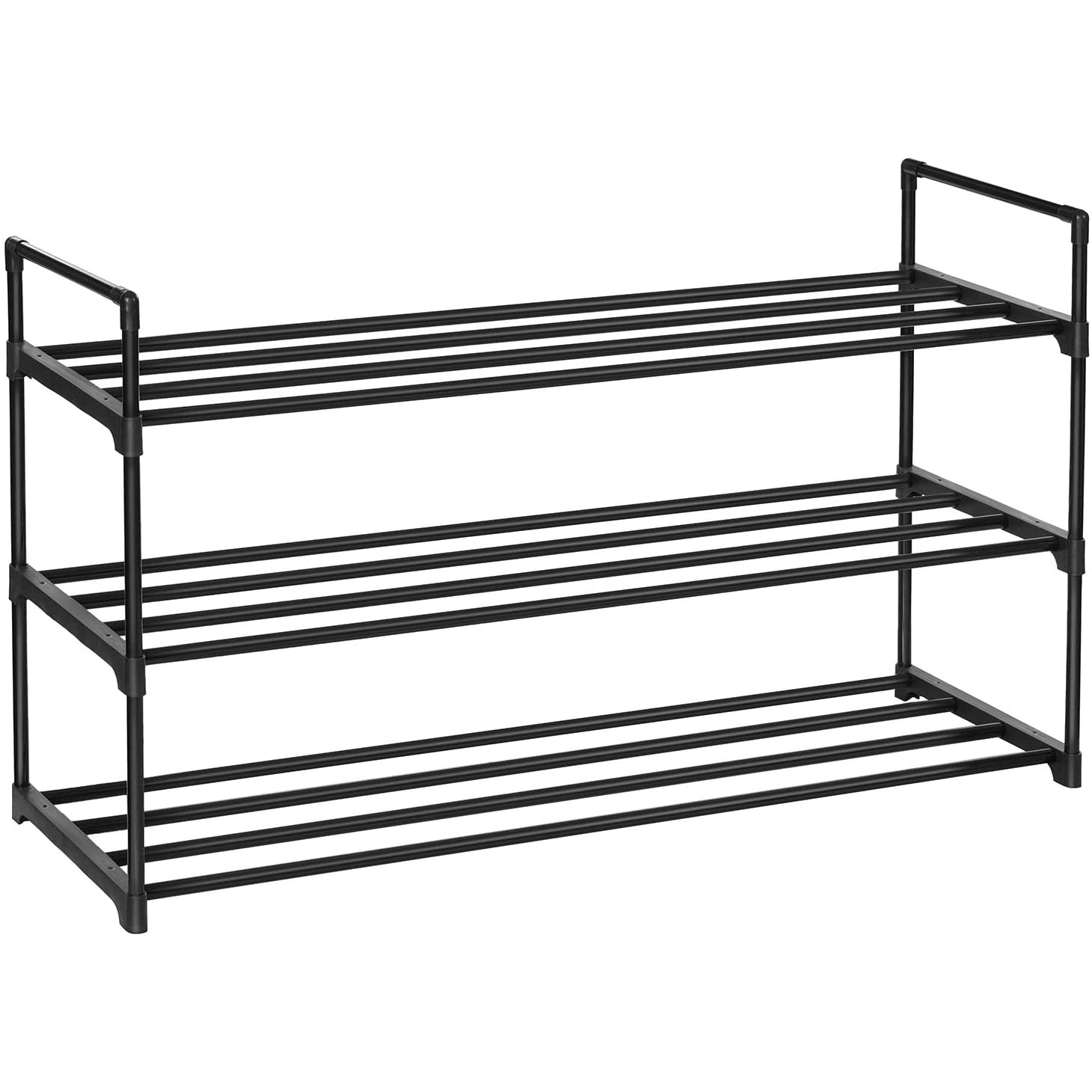 Nancy's Plano Schoenenrekken - Set Van 2 - Schoenen Organizer - 24-30 Paar Schoenen - Stapelbaar - Zwart - Staal - ± 90 x 30 x 50 cm