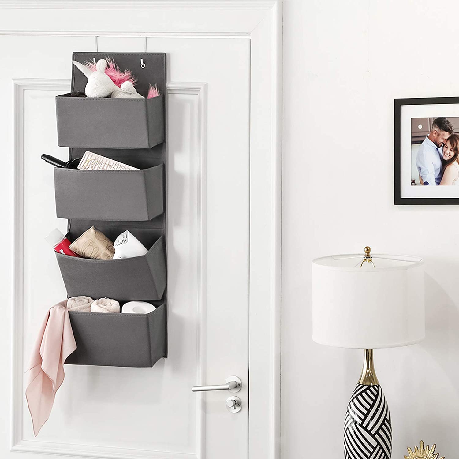 Nancy's Hamlet Deur Organizer - Opbergbox - Hangend - Grijs - Fleece / Karton - ± 35 x 10 x 100 cm