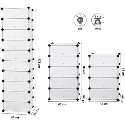 Nancy's  Schoenenkast voor 20 paar schoenen – 10 Verdiepingen - Schoenenrek – 43 x 31 x 173 cm