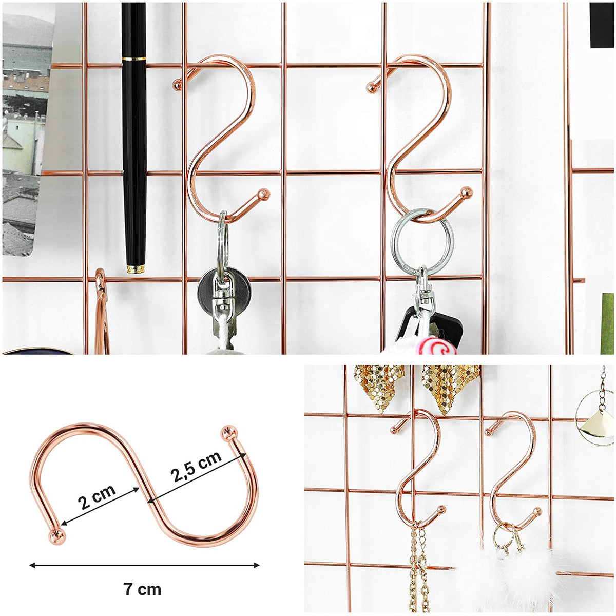 Nancy's Hereford Fotorek - Decoratie - Wanddecoratie - Gaaswand - Set Van 2 - Klembord - S-Hanger - Clips - Henneptouw