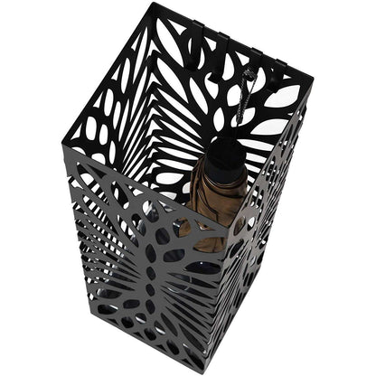 Nancy's Metalen Design Paraplubak met Lekbak - Paraplustandaard - Paraplumand - Wandelstok Houder - Paraplu Bak - Vierkant - Afm. 49 x 15.5 x 15.5 cm
