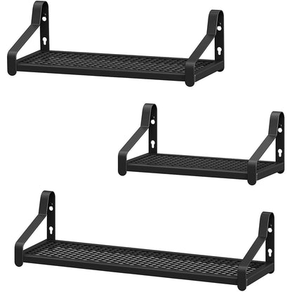 Nancy's Odessa Wandrekken - Set Van 3 - Wandplanken - Metalen Zwevende Rekken - Industrieel - Decoratieplanken - Zwart