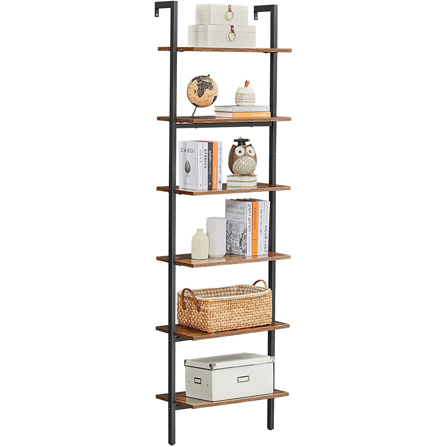 Nancy's Wellington Boekenregaal - Ladderkast - Wandkast - Boekenrek - Opbergruimte - Bruin - ± 60 x 30 x 205 cm