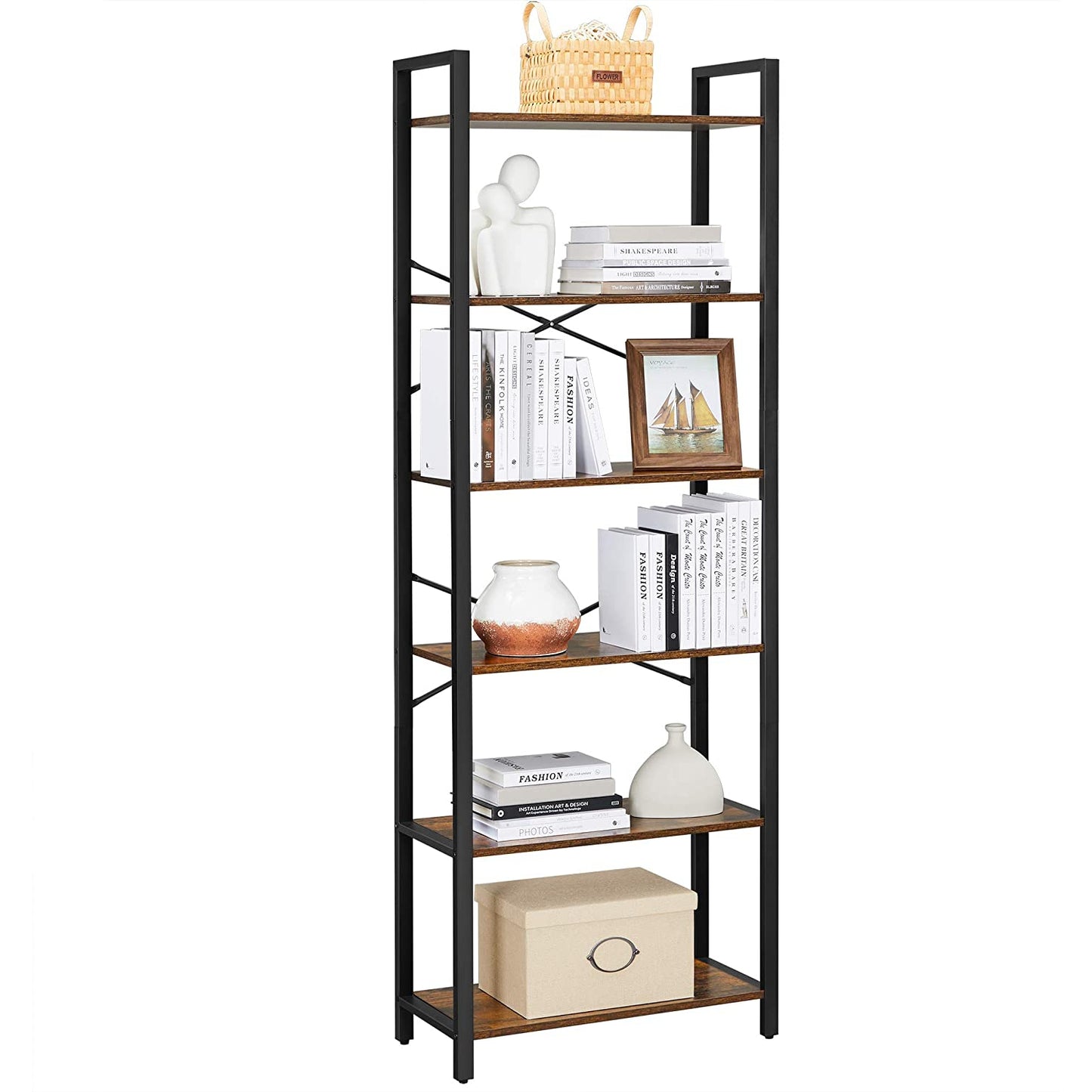 Nancy's Bloomington Boekenkast - Opbergkast - Wandkast - Hout / Staal - ± 65 x 30 x 185 cm