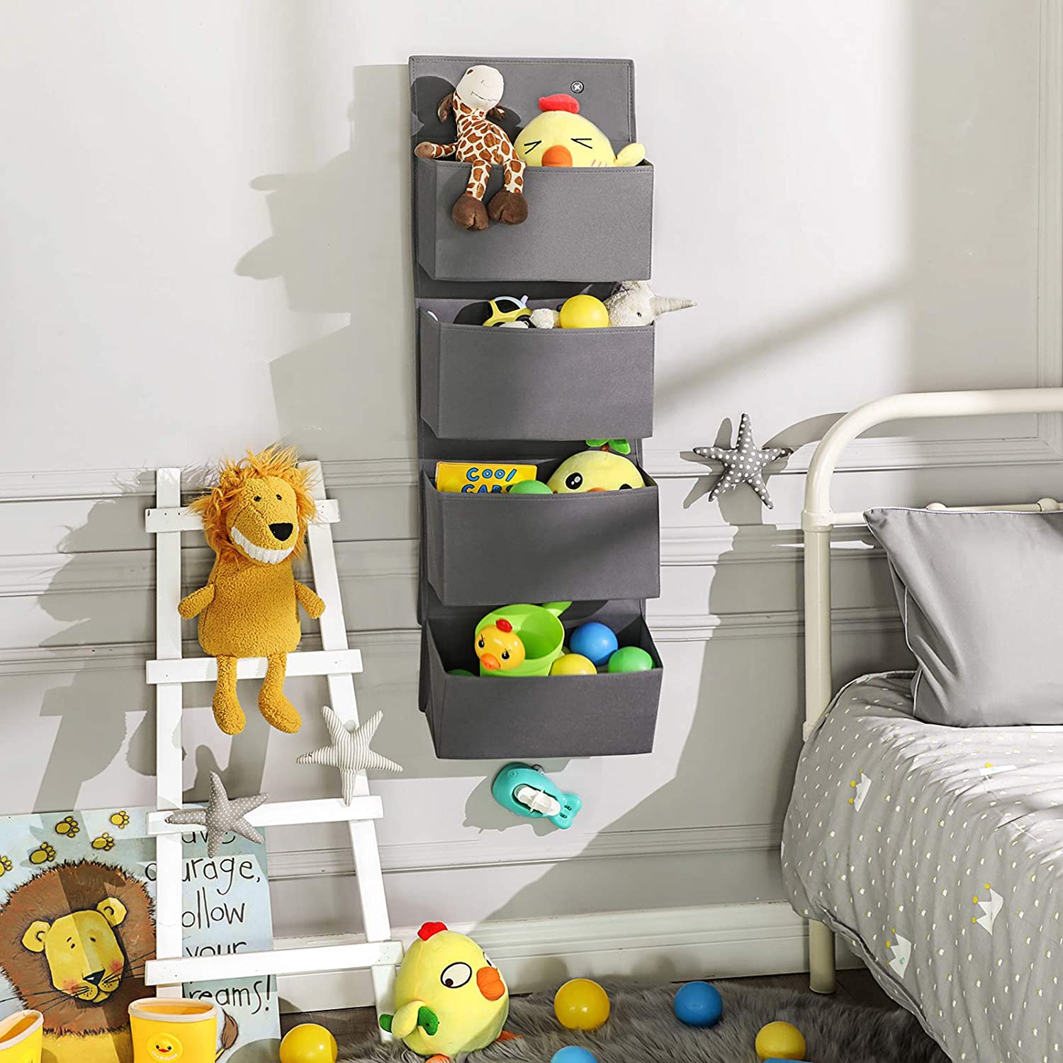 Nancy's Hamlet Deur Organizer - Opbergbox - Hangend - Grijs - Fleece / Karton - ± 35 x 10 x 100 cm