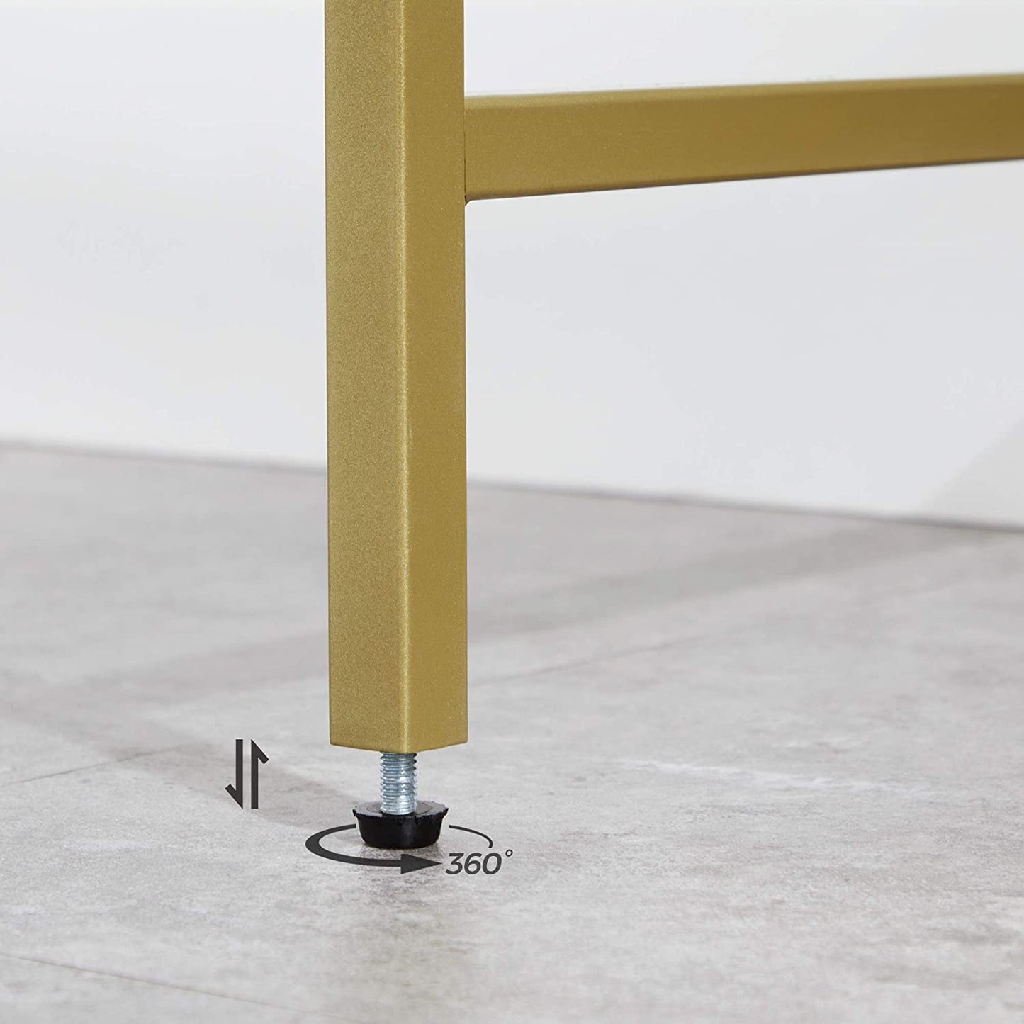 Nancy's Goldfield Console Tafel - Bijzettafel - 2 Niveaus - Gehard Glas - Metalen Frame - Verstelbare Poten - Goud - 100 x 35 x 80 cm