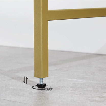 Nancy's Goldfield Console Tafel - Bijzettafel - 2 Niveaus - Gehard Glas - Metalen Frame - Verstelbare Poten - Goud - 100 x 35 x 80 cm