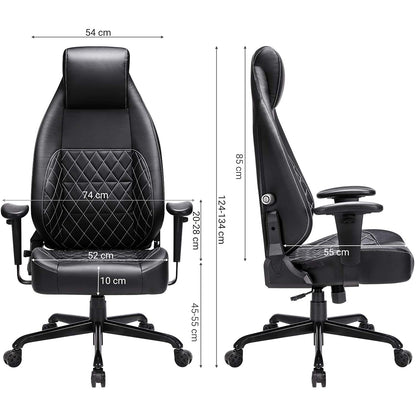 Nancy's Luxe Bureaustoel - Ergonomische Bureaustoelen - Bureaustoelen Voor Volwassenen - Game Stoel - Directiestoel - Zwart - Leer