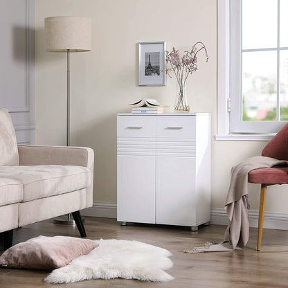 Nancy's Alta Badkamerkast - Bijzetkast - Dressoir - Verstelbare Planken - Scharnierdemping - Verstelbare Poten - 60 x 30 x 80 cm - Wit