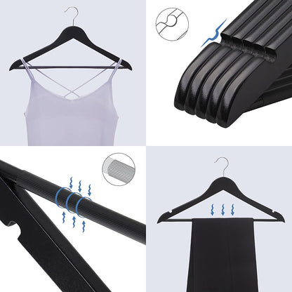 Nancy's Esdoornhouten Kledinghangers - 20 Stuks - Rokinkepingen - Broekbrug - Draaibaar - Kleding - Pak - Jas - Broek - Zwart