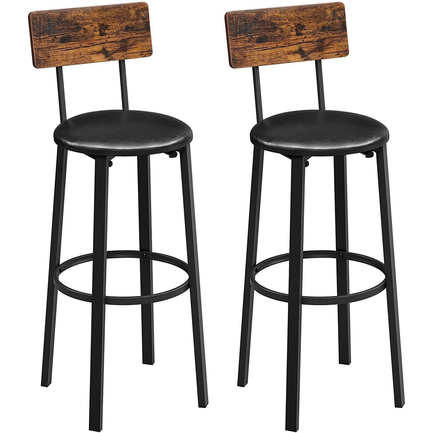 Tabourets de bar Gordon de Nancy 2 pièces - Chaises de bar avec repose-pieds - Tabouret de bar industriel - Industriel - Stable - 37 x 46,5 x 99 cm (L x L x H) 