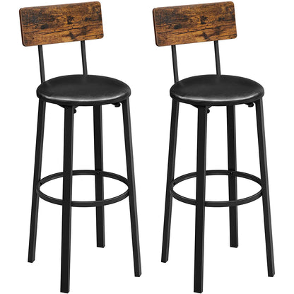 Nancy's Gordon Bar Stools 2 Pieces - Bar Chairs with Footrest - Bar Stool Industrial - Industrial - Stable - 37 x 46.5 x 99 cm (L x W x H) 