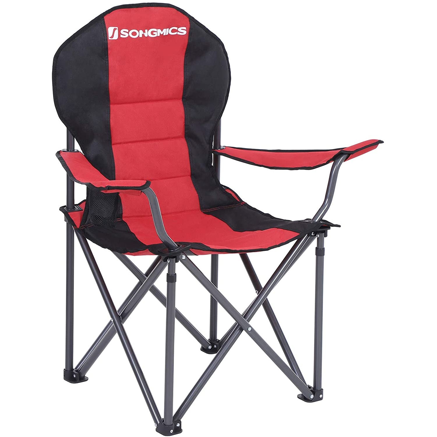 Chaise de camping Nancy's Foley - Chaise pliante - Porte-bouteille - Extérieur - Mousse - Rouge - Noir - Fer - Tissu - 90 x 55 x 102 cm
