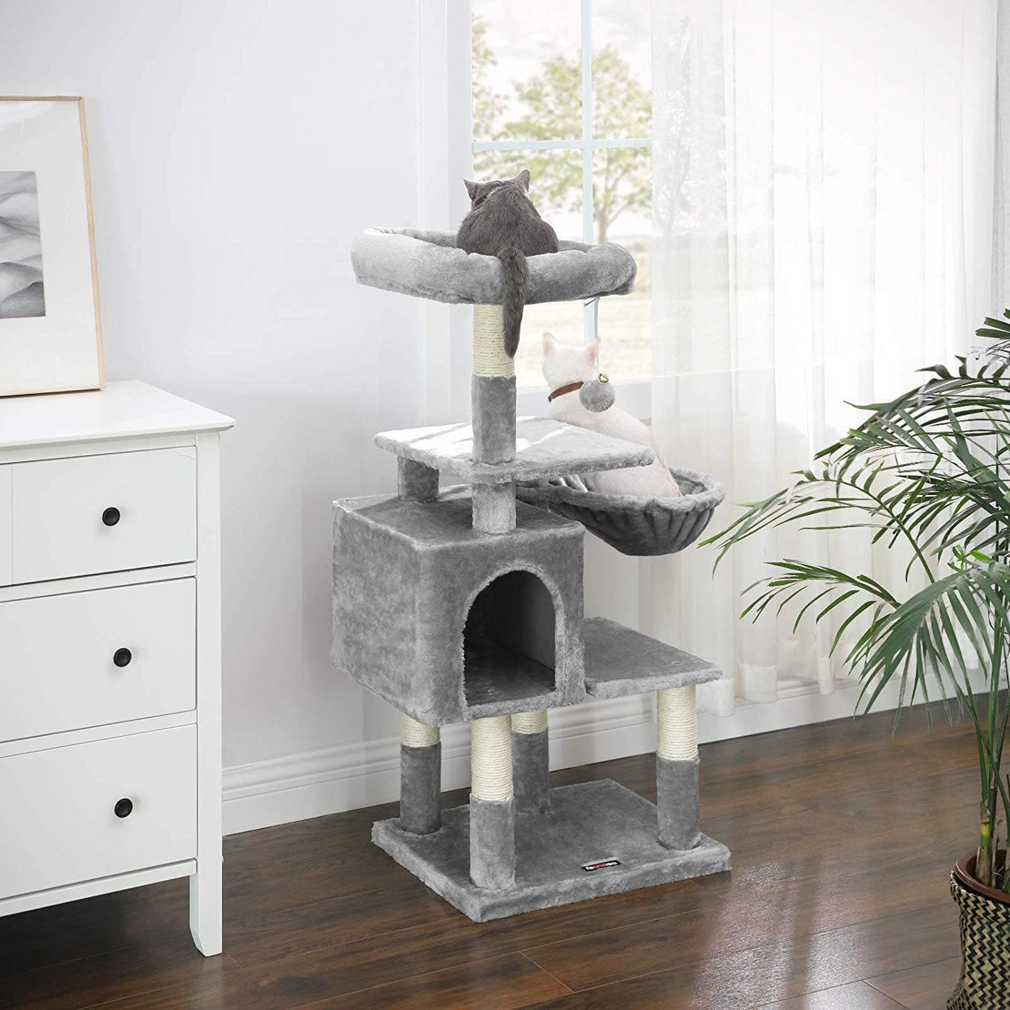 Nancy's Multilevel Kattenboom - Kat toren - Krabpaal - Klimboom voor katten - Lichtgrijs - 50 x 40 x 110 cm