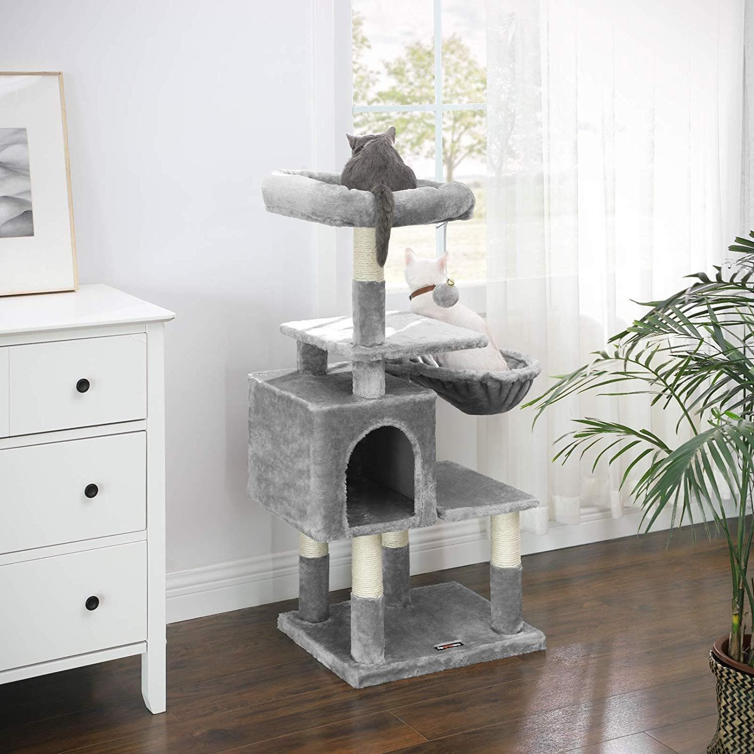 Nancy's Multilevel Kattenboom - Kat toren - Krabpaal - Klimboom voor katten - Lichtgrijs - 50 x 40 x 110 cm
