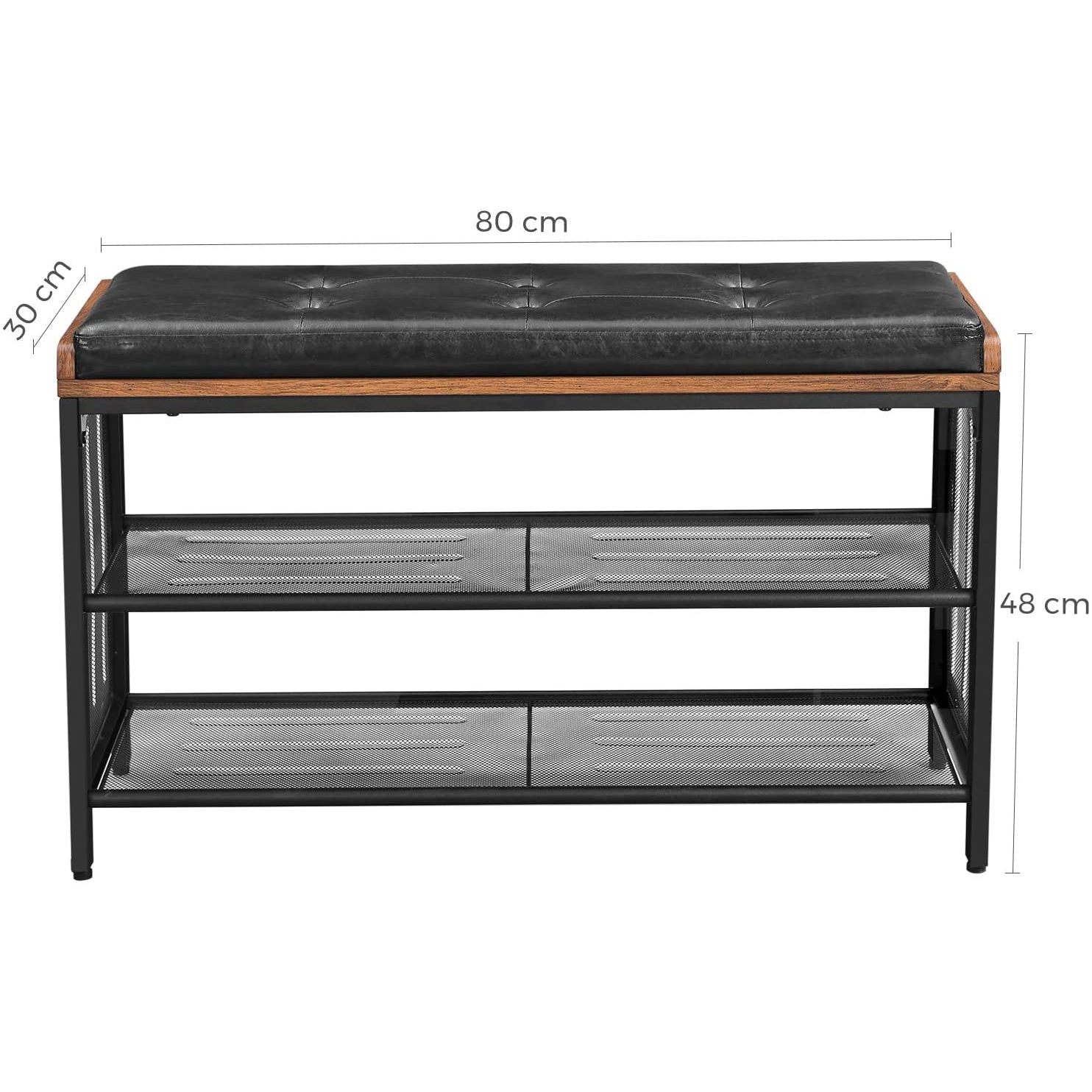 Nancy's Atalaia Schoenenbank - Schoenenrek - Opbergbank - Vintage - Donkerbruin - ± 80 x 30 x 50 cm