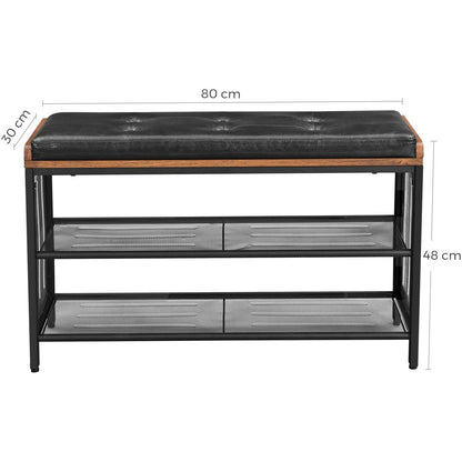 Nancy's Atalaia Schoenenbank - Schoenenrek - Opbergbank - Vintage - Donkerbruin - ± 80 x 30 x 50 cm