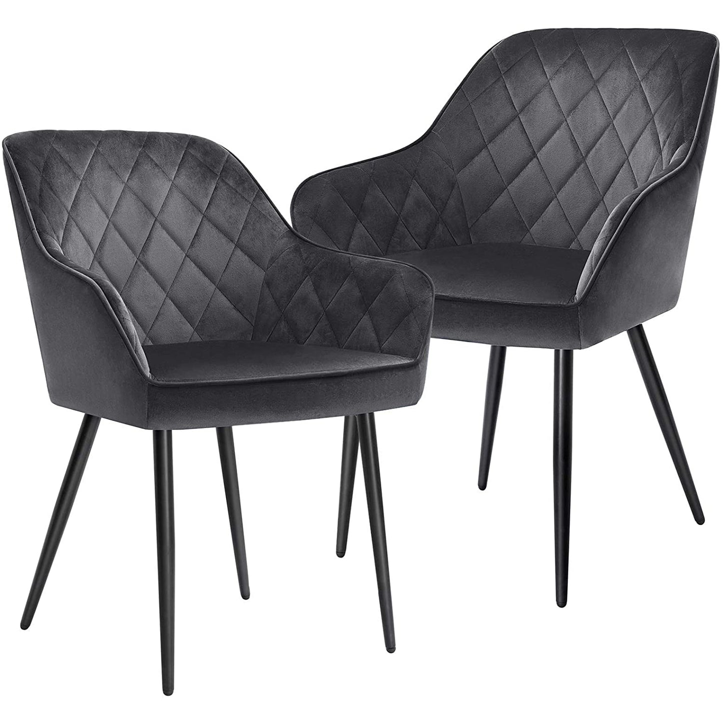 Nancy's Can Island Eetkamerstoelen - Set Van 2 - Keukenstoelen - Gestoffeerd - Grijs - Fluweel / Staal